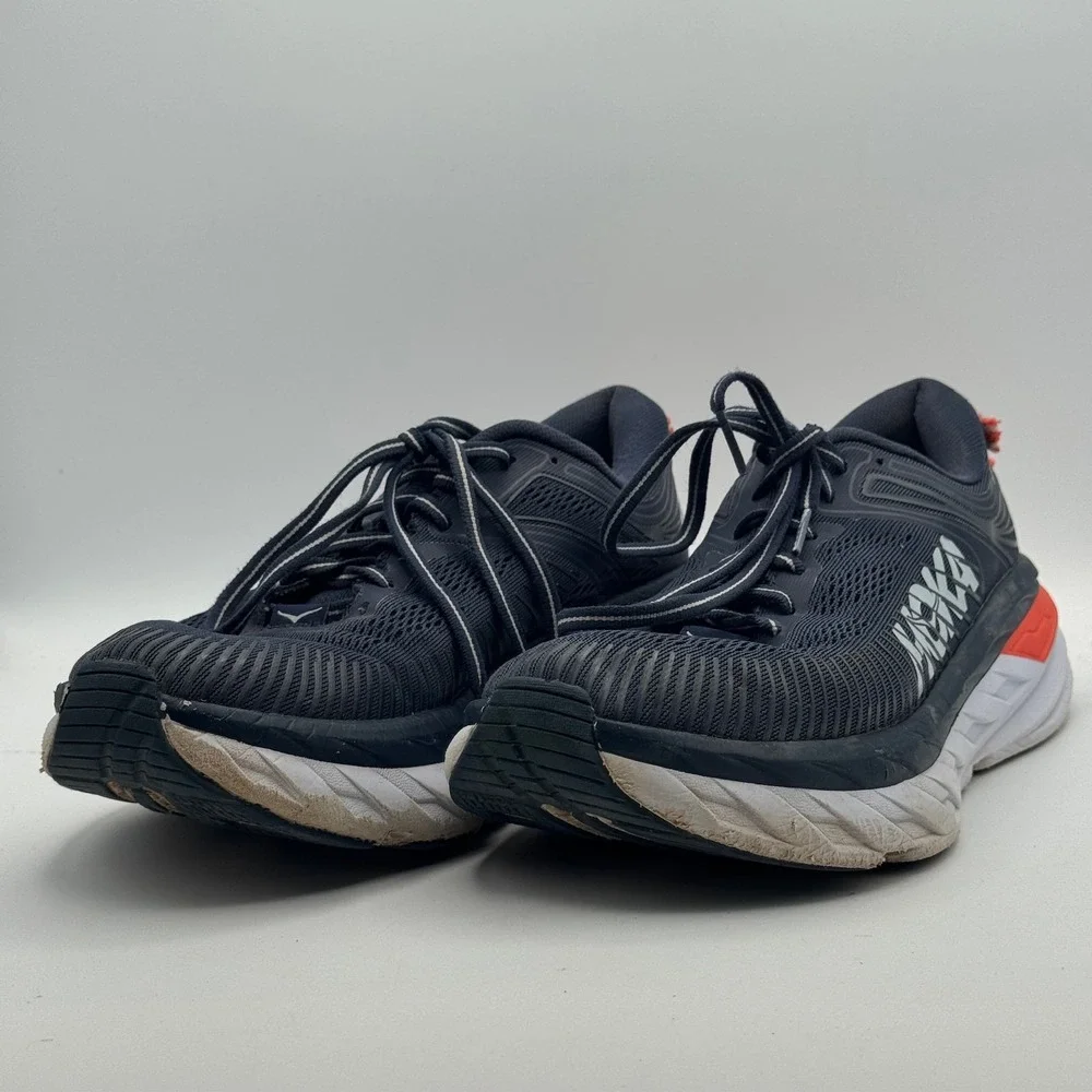 Hoka‎ One One Bondi 8.5 Shoes Mens Size 10 Black White Running Sneakers Comfort